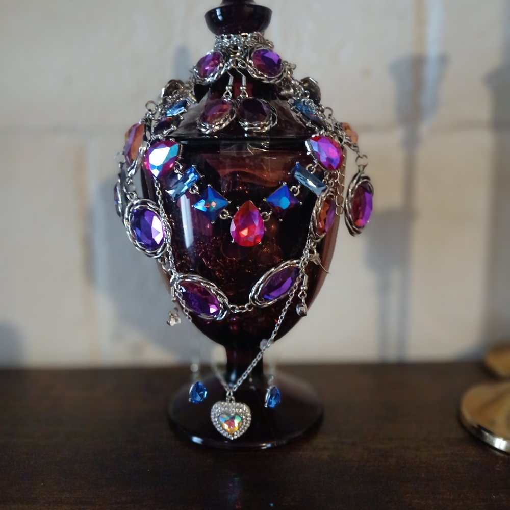 Elegant Purple Vase with Silver Accents